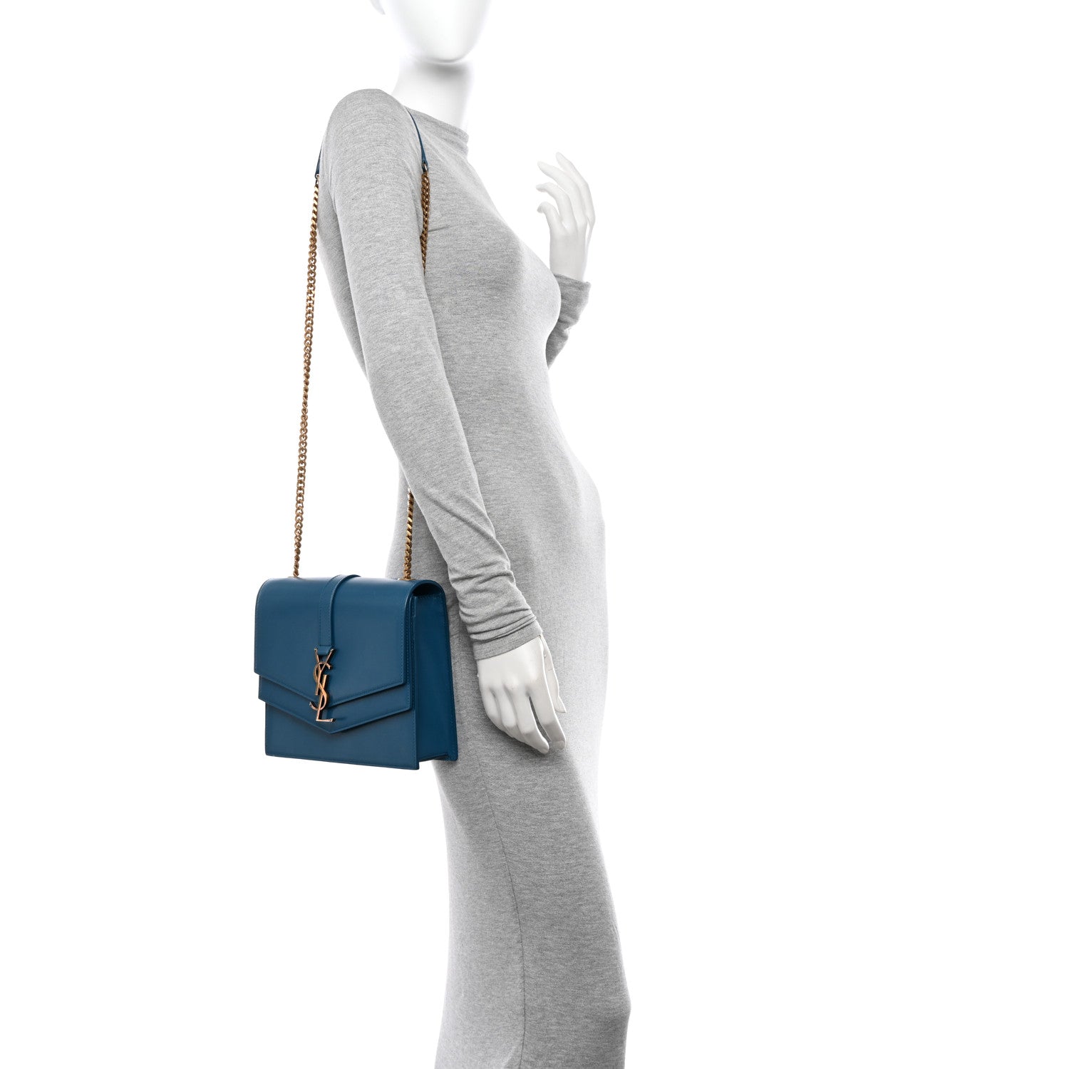 Saint Laurent Smooth Calfskin Monogram Medium Sulpice Shoulder Bag Deep Sea 2 of 11