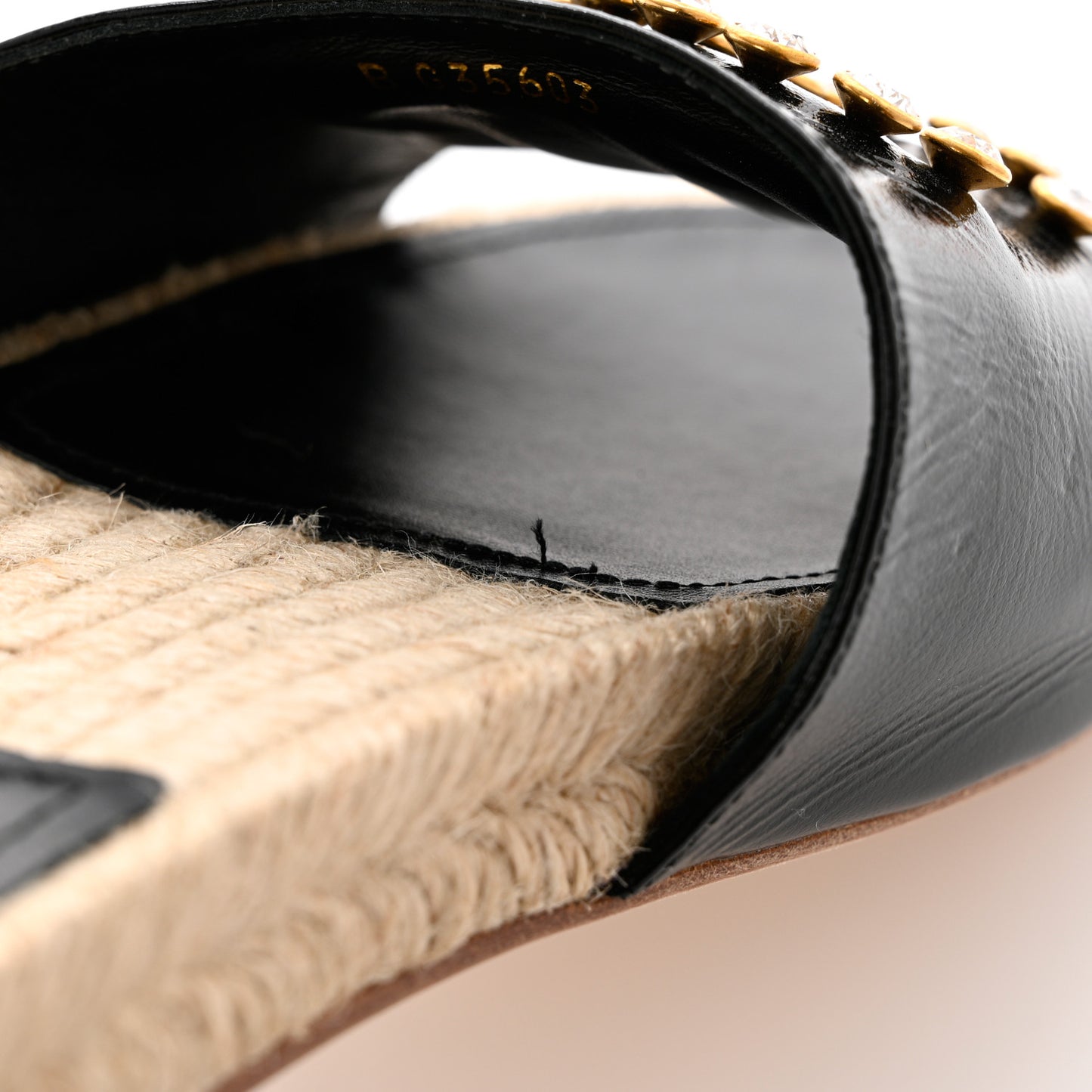 Patent Calfskin Crystal CC Espadrille Slip On Sandals 39 Black
