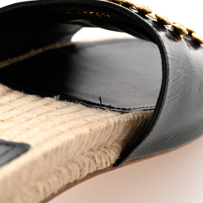 Chanel Patent Calfskin Crystal CC Espadrille Slip On Sandals 39 Black 10 of 11