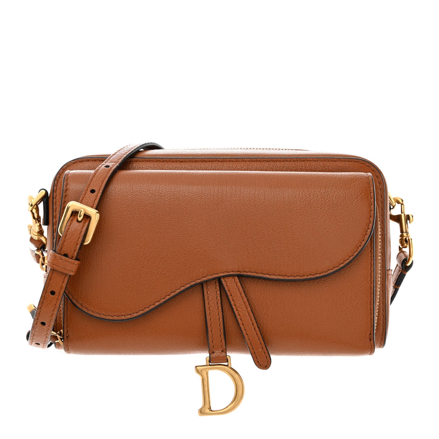 Goatskin Double Saddle Pouch Tan
