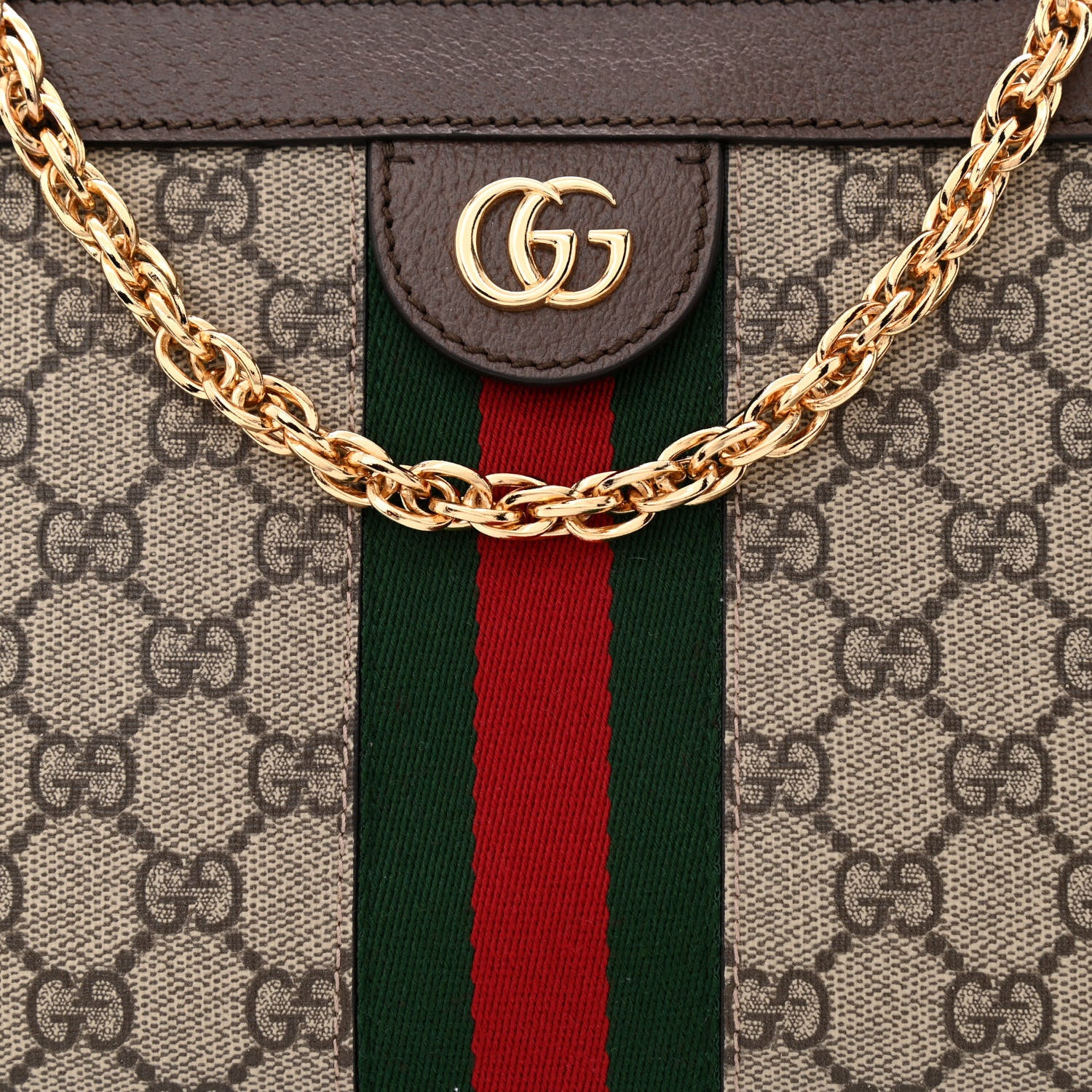 Gucci GG Supreme Monogram Web Small Ophidia Chain Shoulder Bag Brown 8 of 10