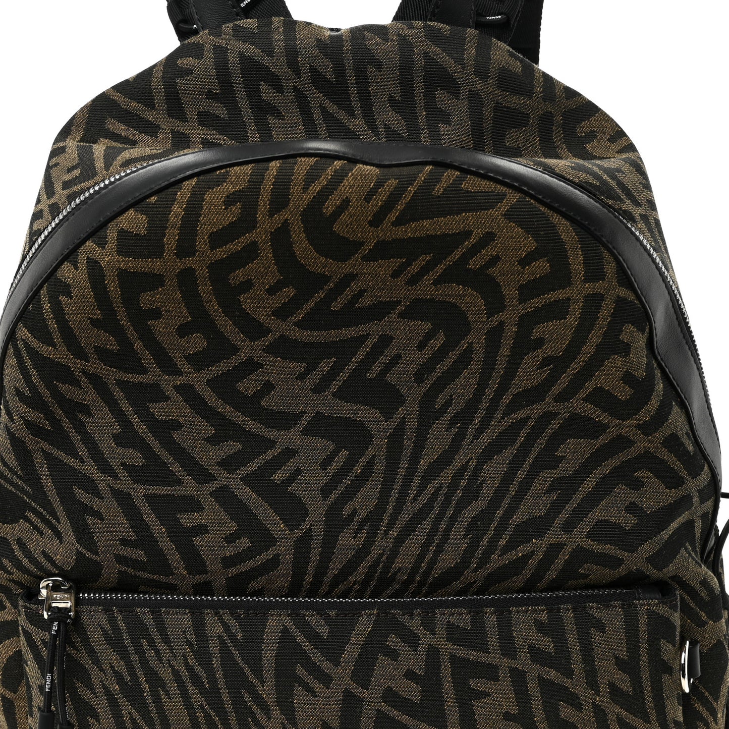X SARAH COLEMAN Fabric Jacquard Vitello Grace Light Woven Lanyard FF Vertigo Pouch Pocket Backpack Tobacco Moro Black