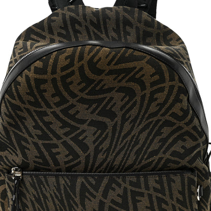 Fendi X SARAH COLEMAN Fabric Jacquard Vitello Grace Light Woven Lanyard FF Vertigo Pouch Pocket Backpack Tobacco Moro Black 8 of 10