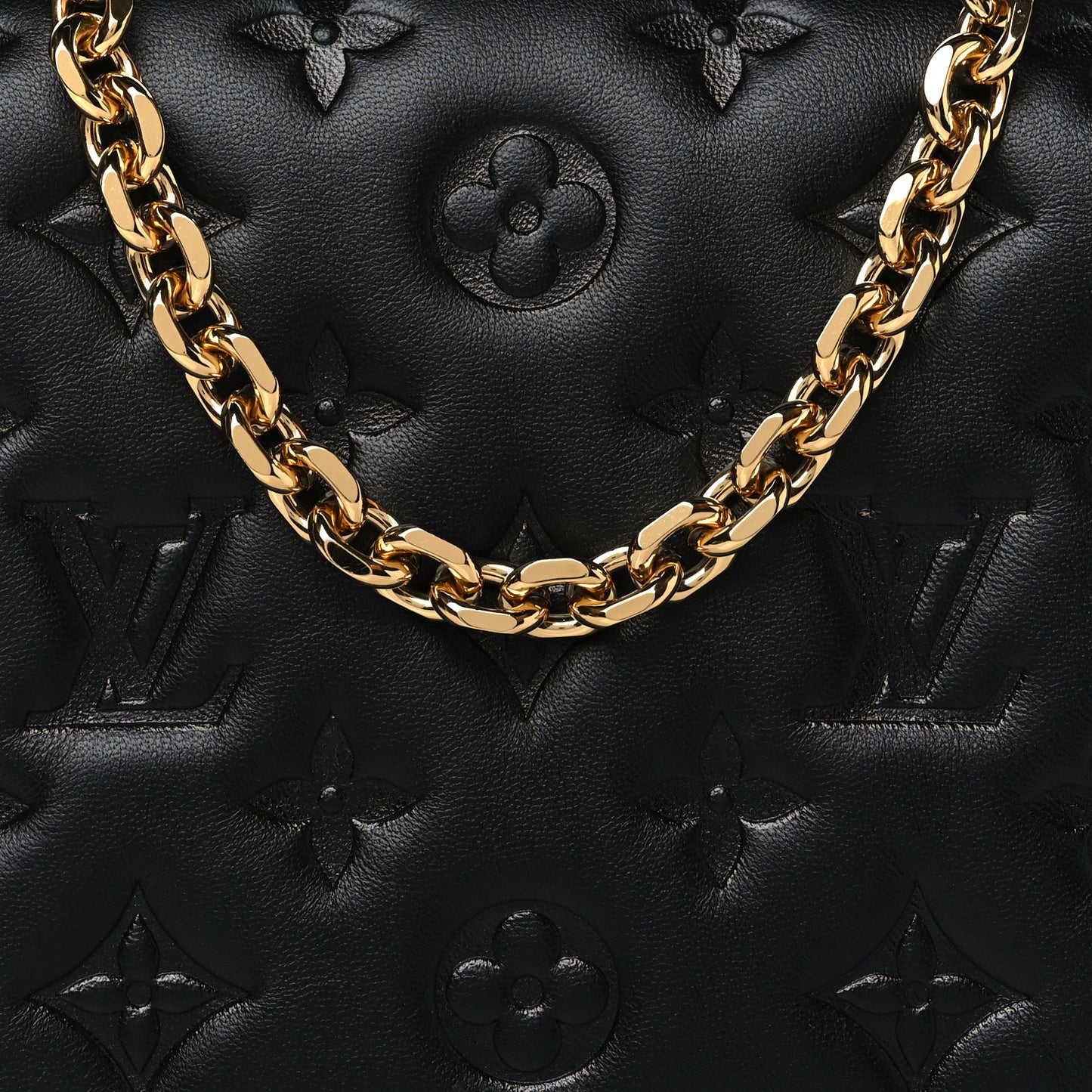 Lambskin Embossed Monogram Pochette Coussin Black