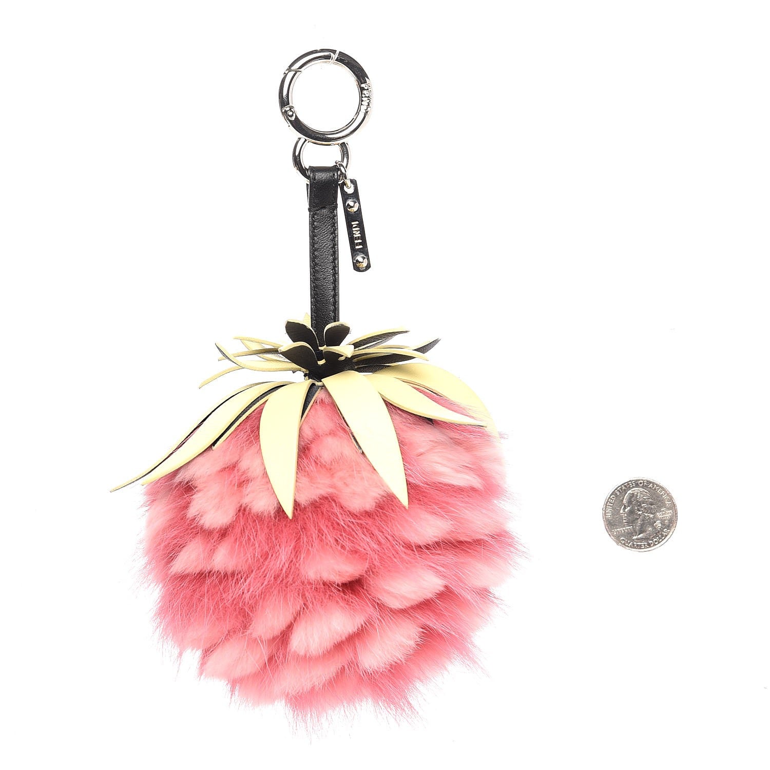 Fendi Fox Rabbit Fur Nappa Pineapple Bag Charm Rosa Scuro Banana Multicolor 2 of 5