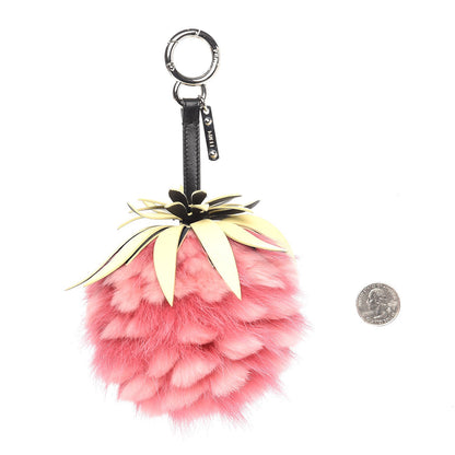 Fendi Fox Rabbit Fur Nappa Pineapple Bag Charm Rosa Scuro Banana Multicolor 2 of 5