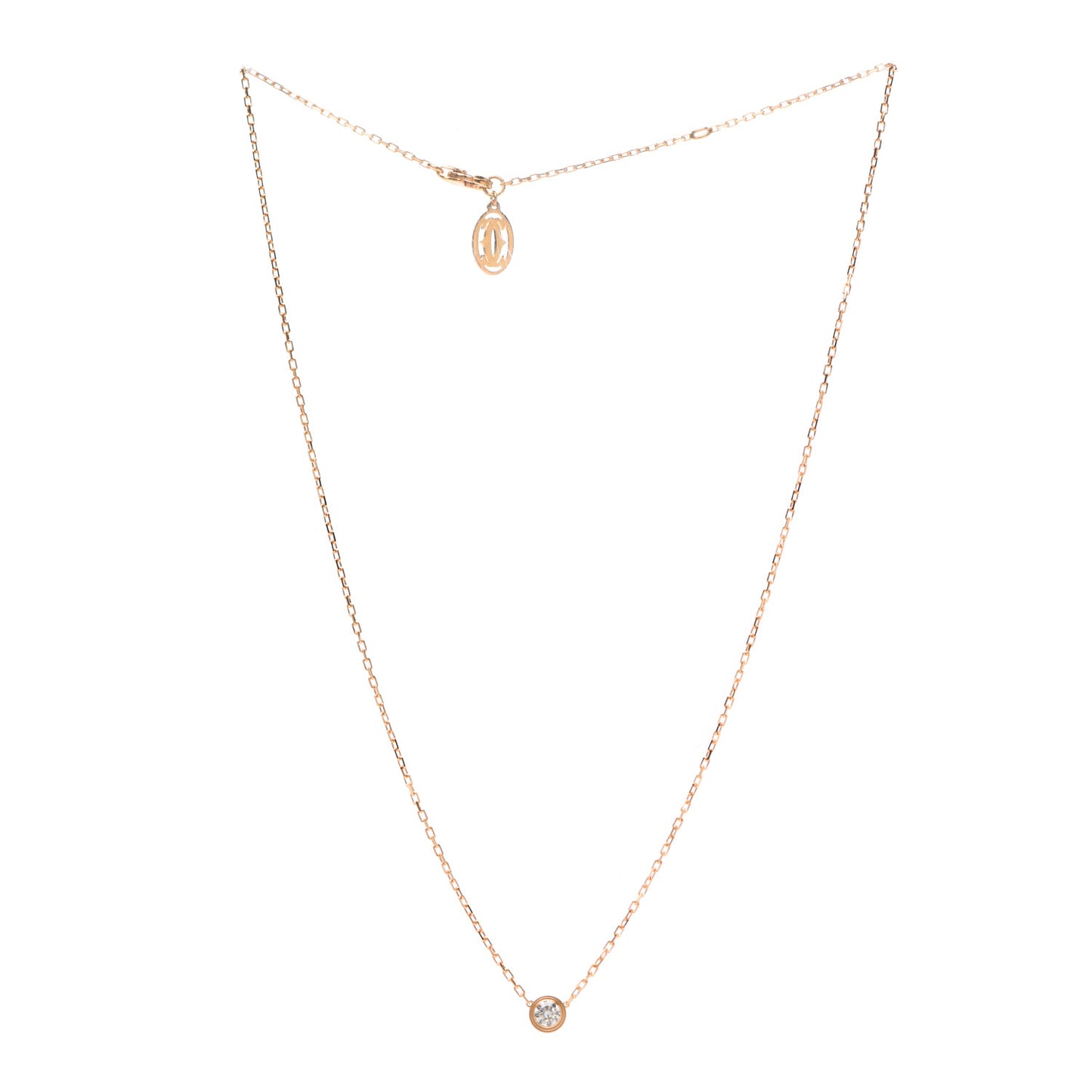 18K Pink Gold Diamond LM D'Amour Pendant Necklace