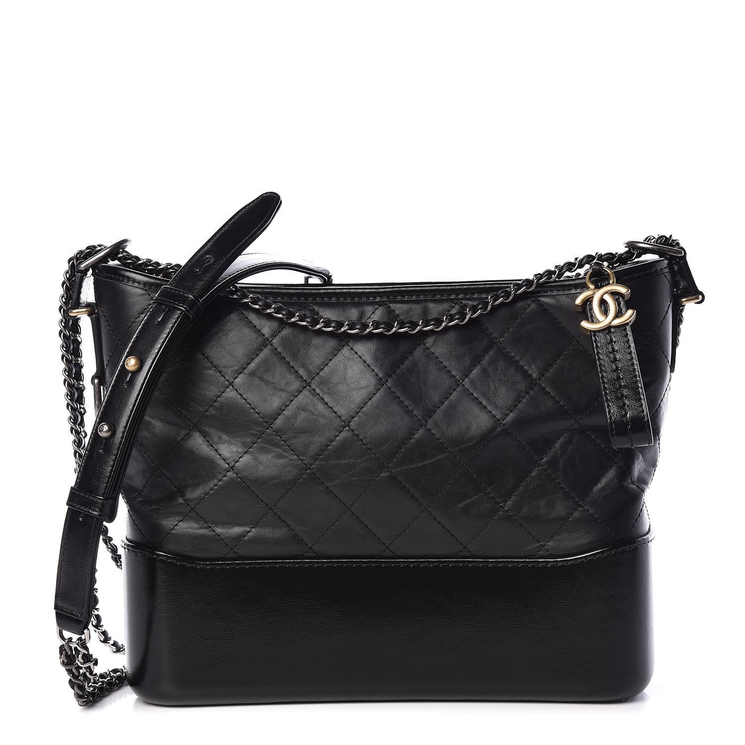Chanel Aged Calfskin Quilted Medium Gabrielle Hobo Black 1 of 12