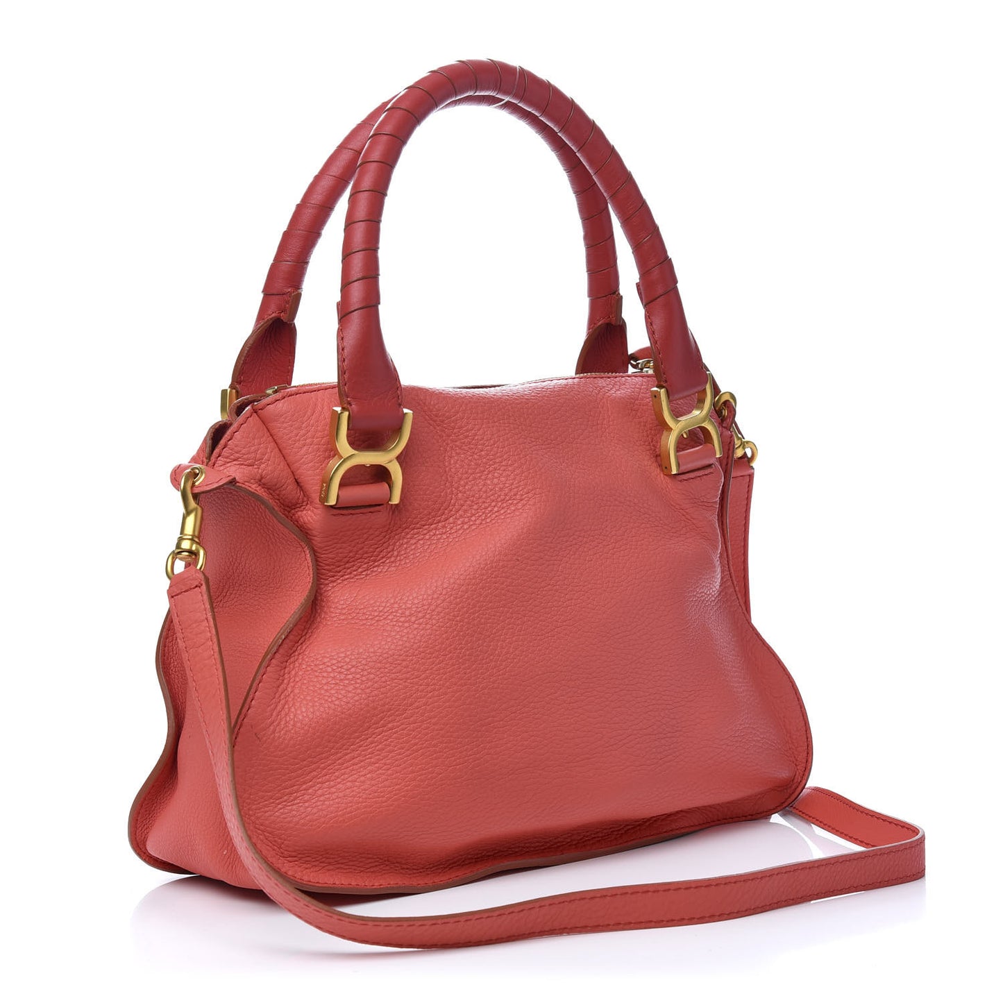 Calfskin Medium Marcie Satchel Coral Pop