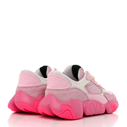 Valentino Garavani Suede Calfskin Mesh Womens Bubbleback Sneakers 40 White Pink Ice 4 of 10