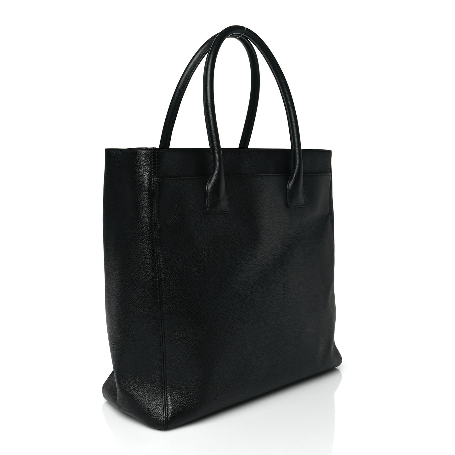 Calfskin Tall Cerf Tote Black