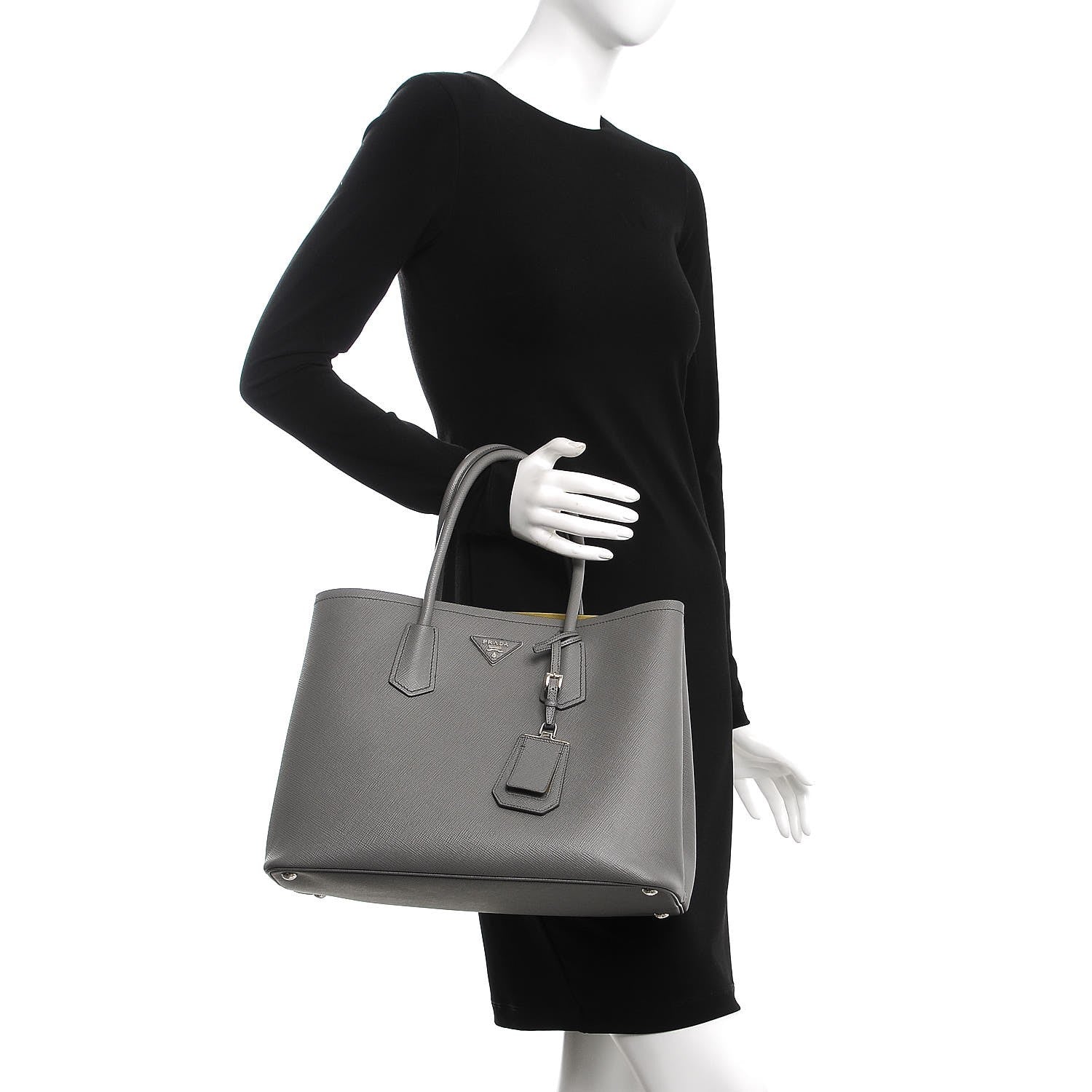 Prada Saffiano Cuir Large Double Bag Marmo 2 of 8