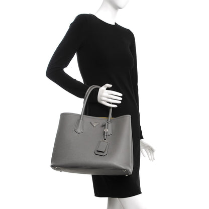 Prada Saffiano Cuir Large Double Bag Marmo 2 of 8