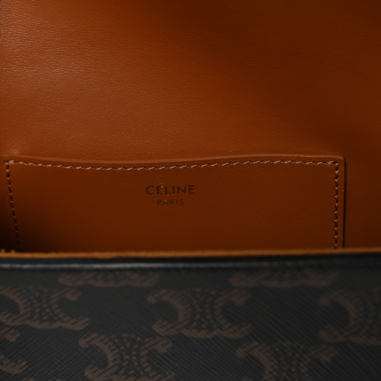Celine Triomphe Canvas Calfskin Tabou Clutch on Strap Tan 6 of 9