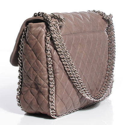 Chanel Washed Lambskin Quilted Chain Around Maxi Flap Taupe 3 of 7