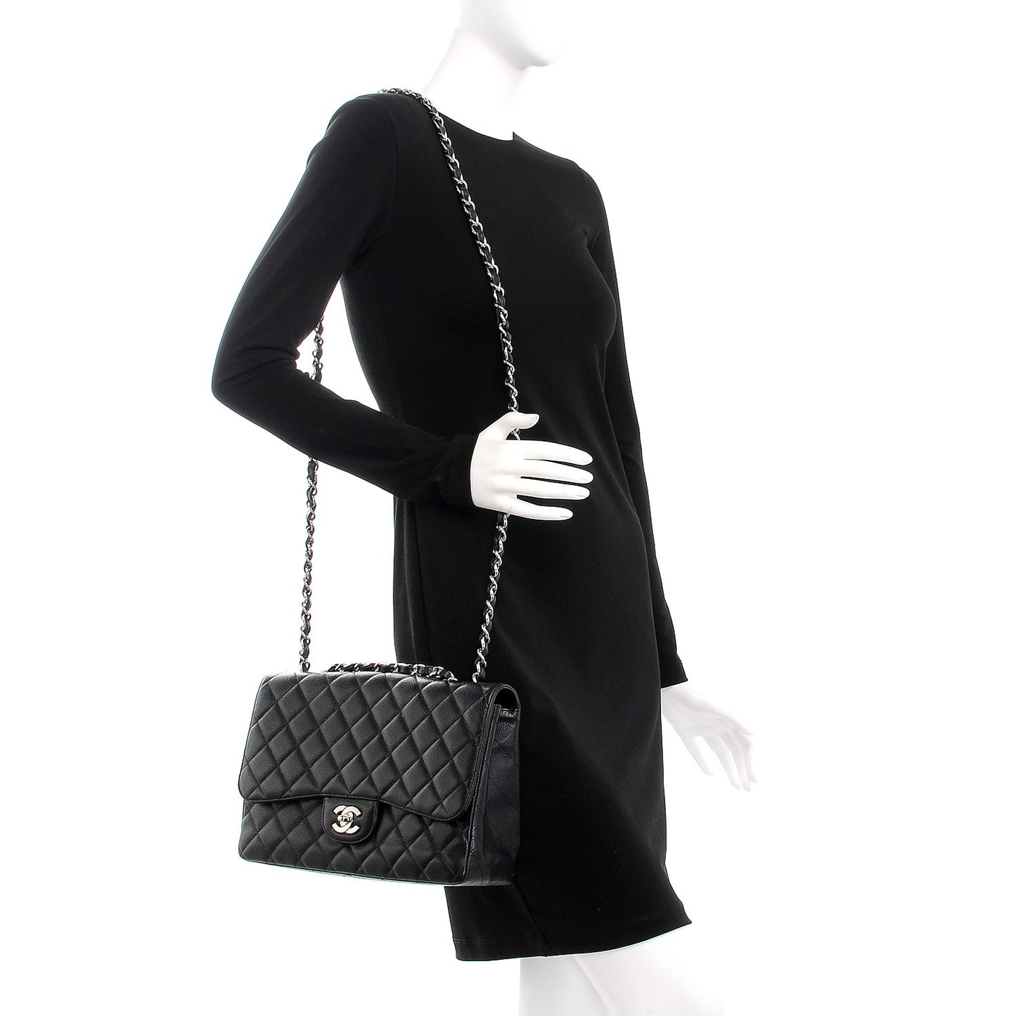 Caviar Quilted Jumbo Single Flap Black