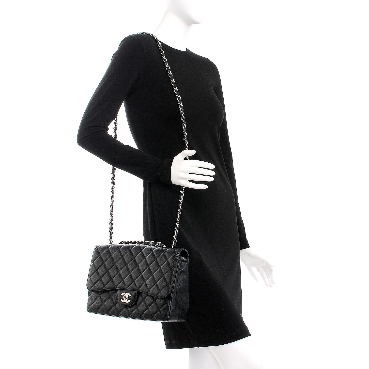 Chanel Caviar Quilted Jumbo Single Flap Black 2 of 8