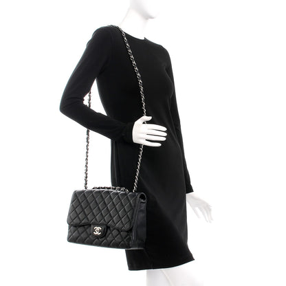 Chanel Caviar Quilted Jumbo Single Flap Black 2 of 8