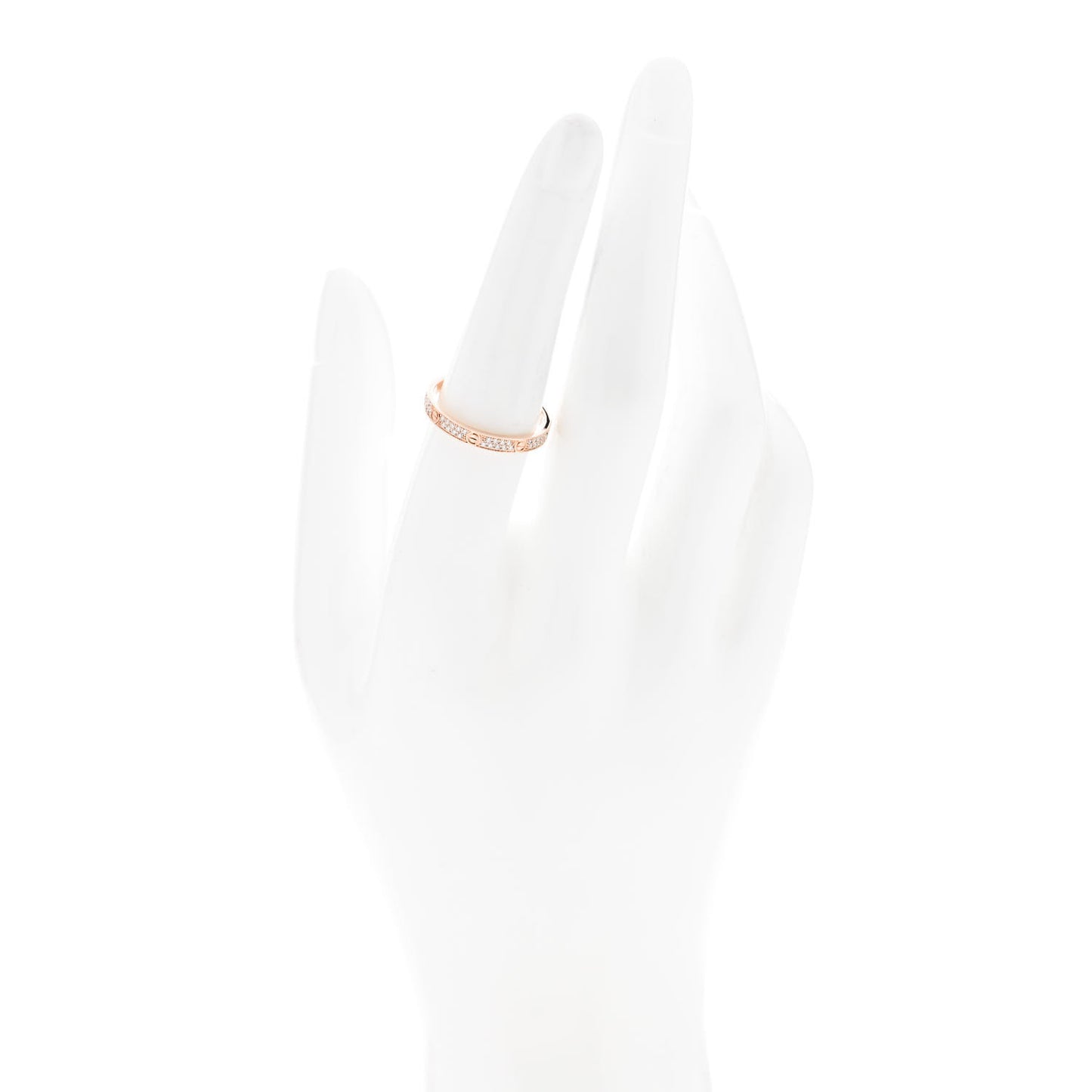 18K Pink Gold Diamond 2.6mm LOVE Paved Band Ring 55 7.25