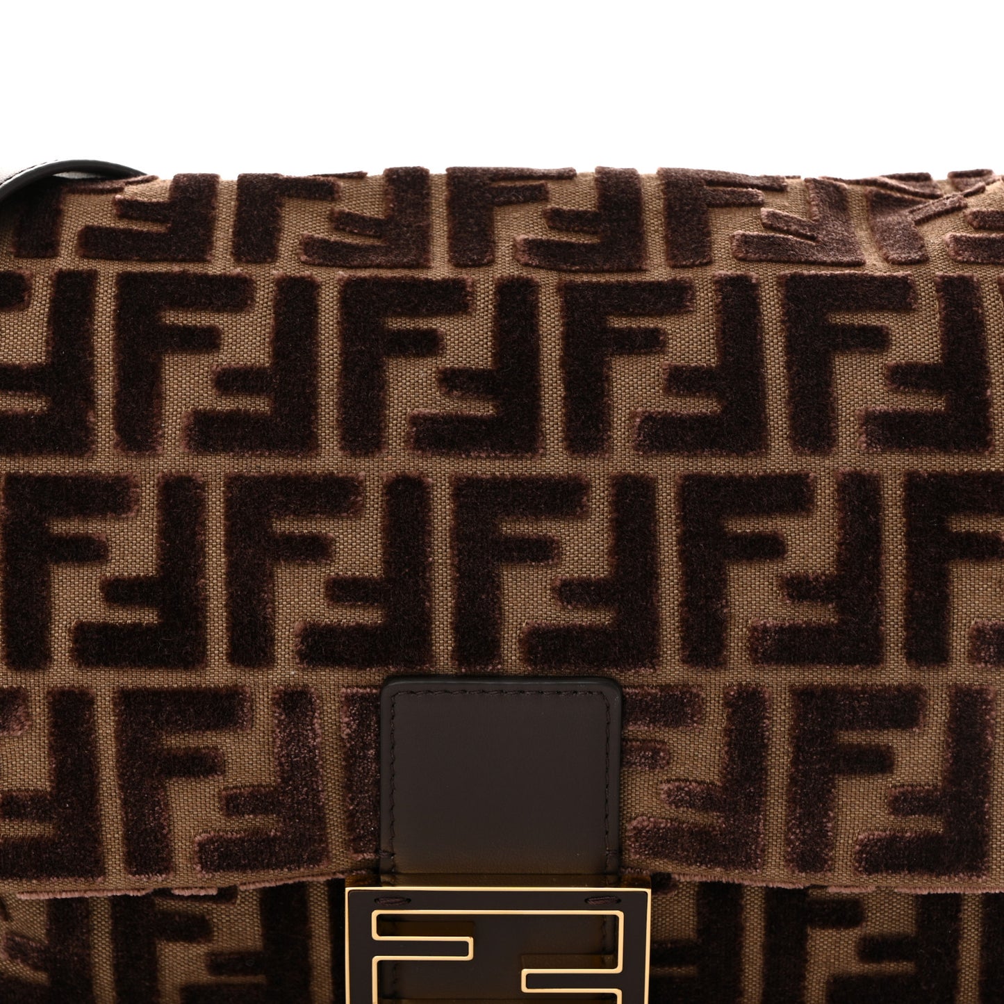 Velvet Fabric Jacquard FF Vitello Grace Medium Mamma Baguette Dark Brown