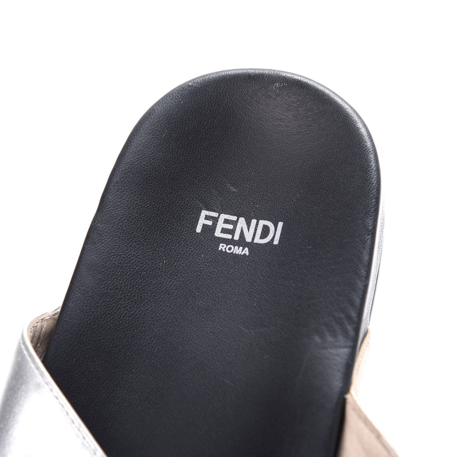 Fendi Metallic Nappa Crystal Flowerland Crisscross Slide Sandals 40 Argento Bronze Gold 9 of 10