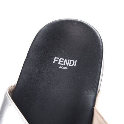 Fendi Metallic Nappa Crystal Flowerland Crisscross Slide Sandals 40 Argento Bronze Gold 9 of 10