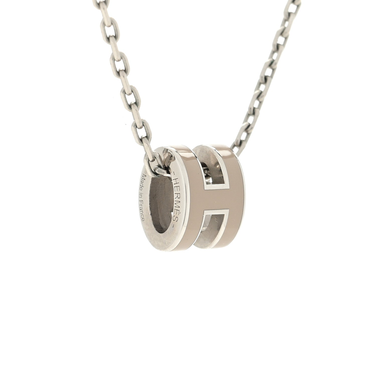 Hermes Palladium Mini Pop H Pendant Necklace Marron Glace 4 of 5