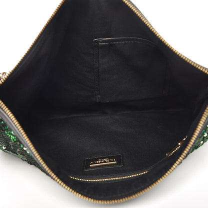 Dolce & Gabbana Sequin Leopard Print Calf Hair Chain Clutch Beige Bottle Green 6 of 7