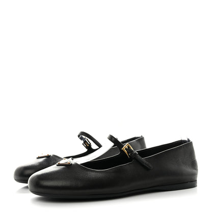 Prada Nappa Metal Triangle Logo Ballet Flats 37.5 Black 3 of 12