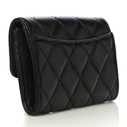 Chanel Lambskin Quilted Flap Card Holder Wallet Black 3 of 10