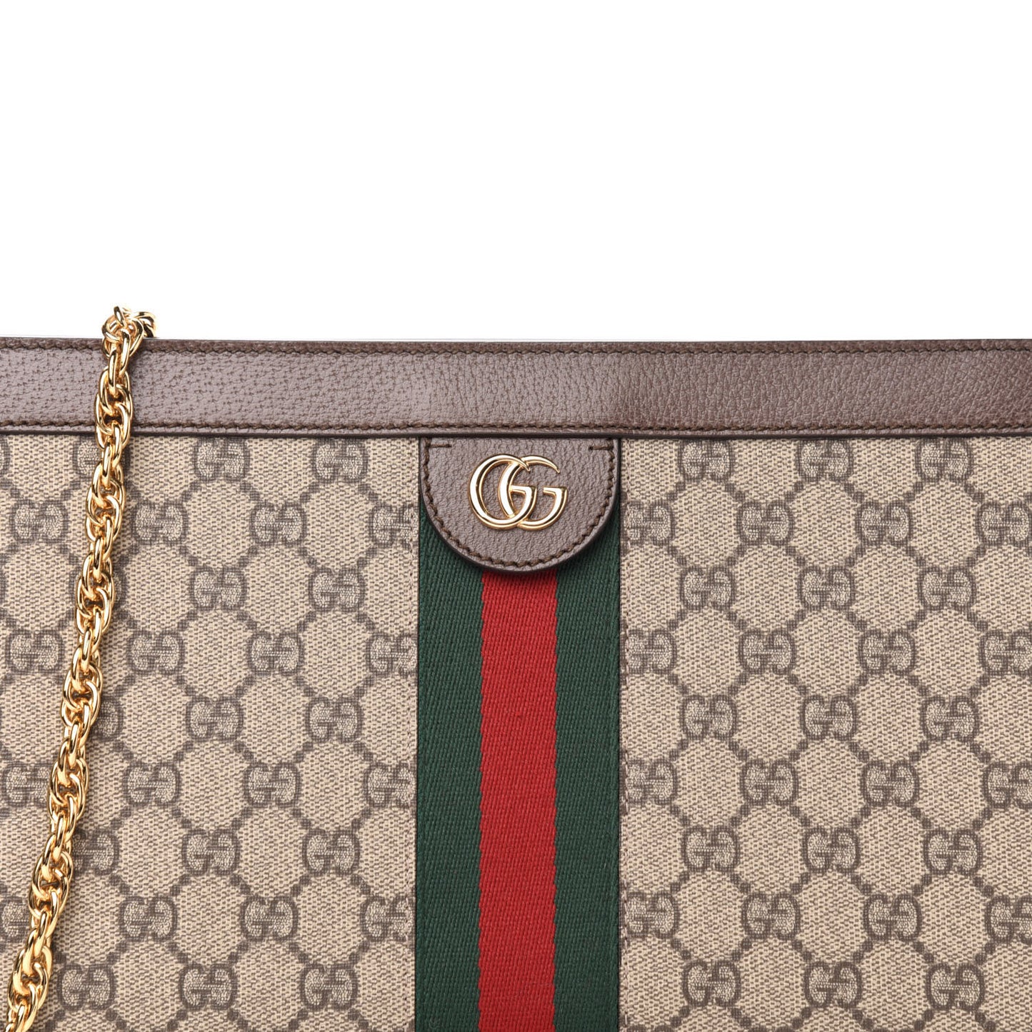 GG Supreme Monogram Web Medium Ophidia Chain Shoulder Bag Brown