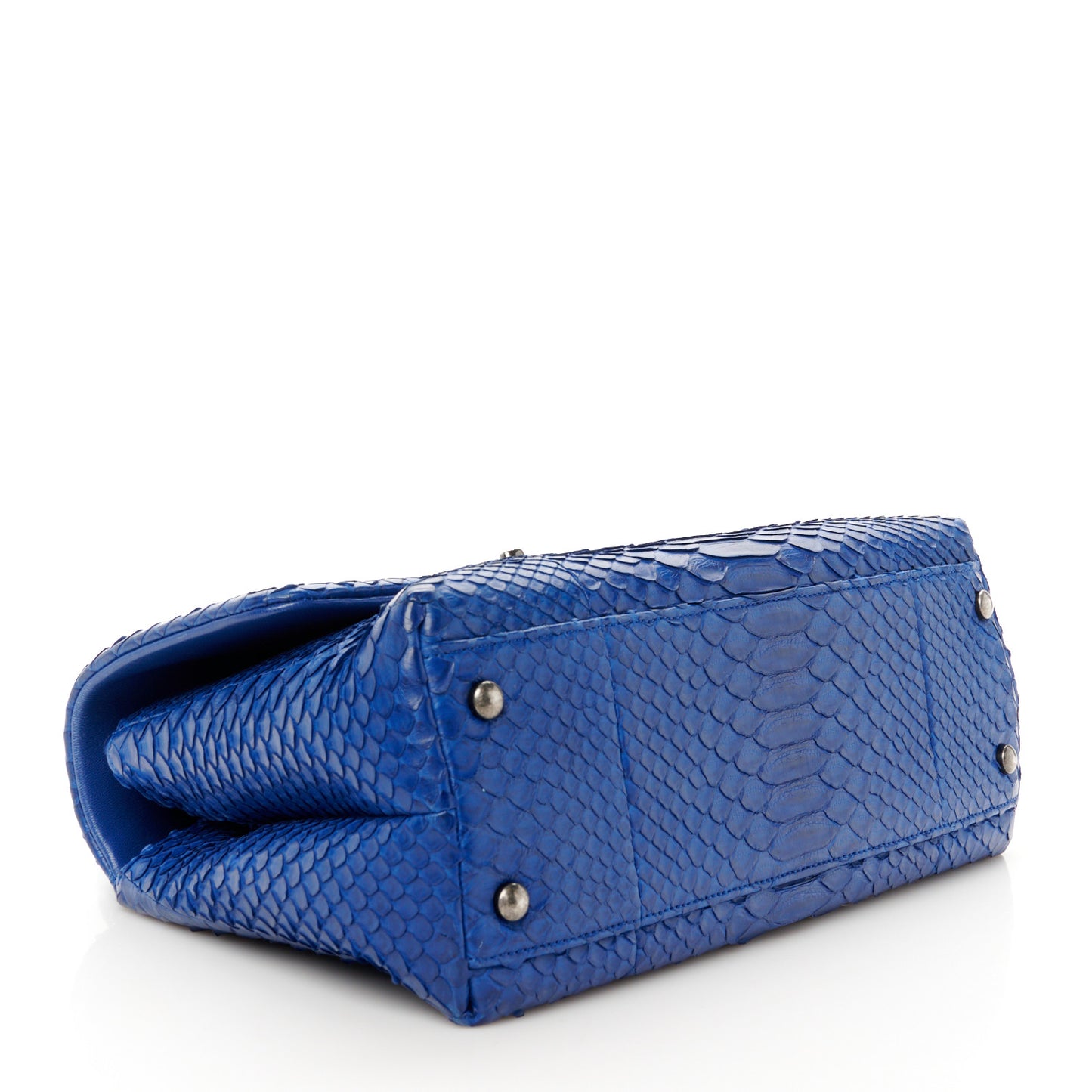 Snakeskin Small Coco Handle Flap  Blue