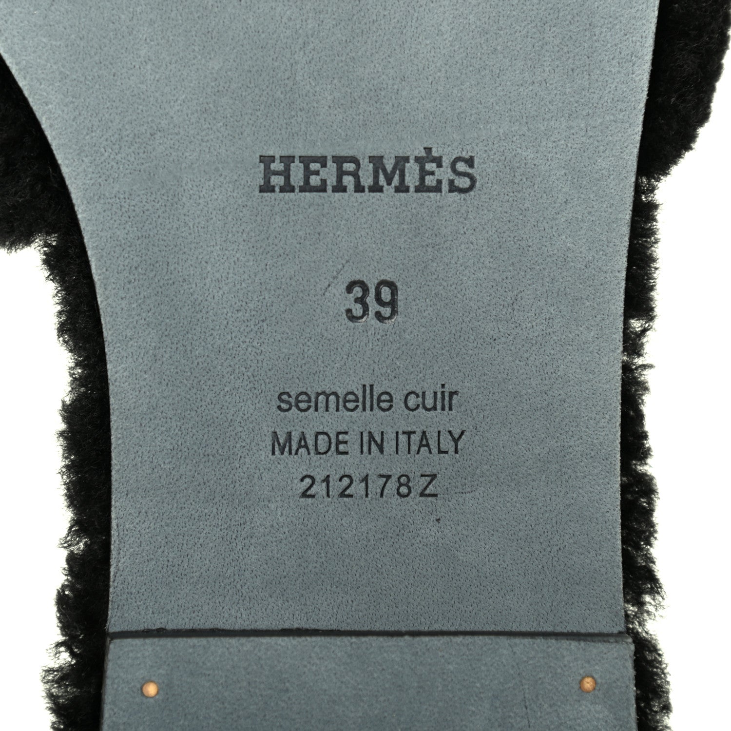 Hermes Woolskin Oran Sandals 39 Black 6 of 9