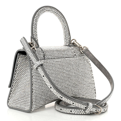 Balenciaga Strass Suede Hourglass Top Handle Bag XS Smoke Grey Crystal 3 of 11