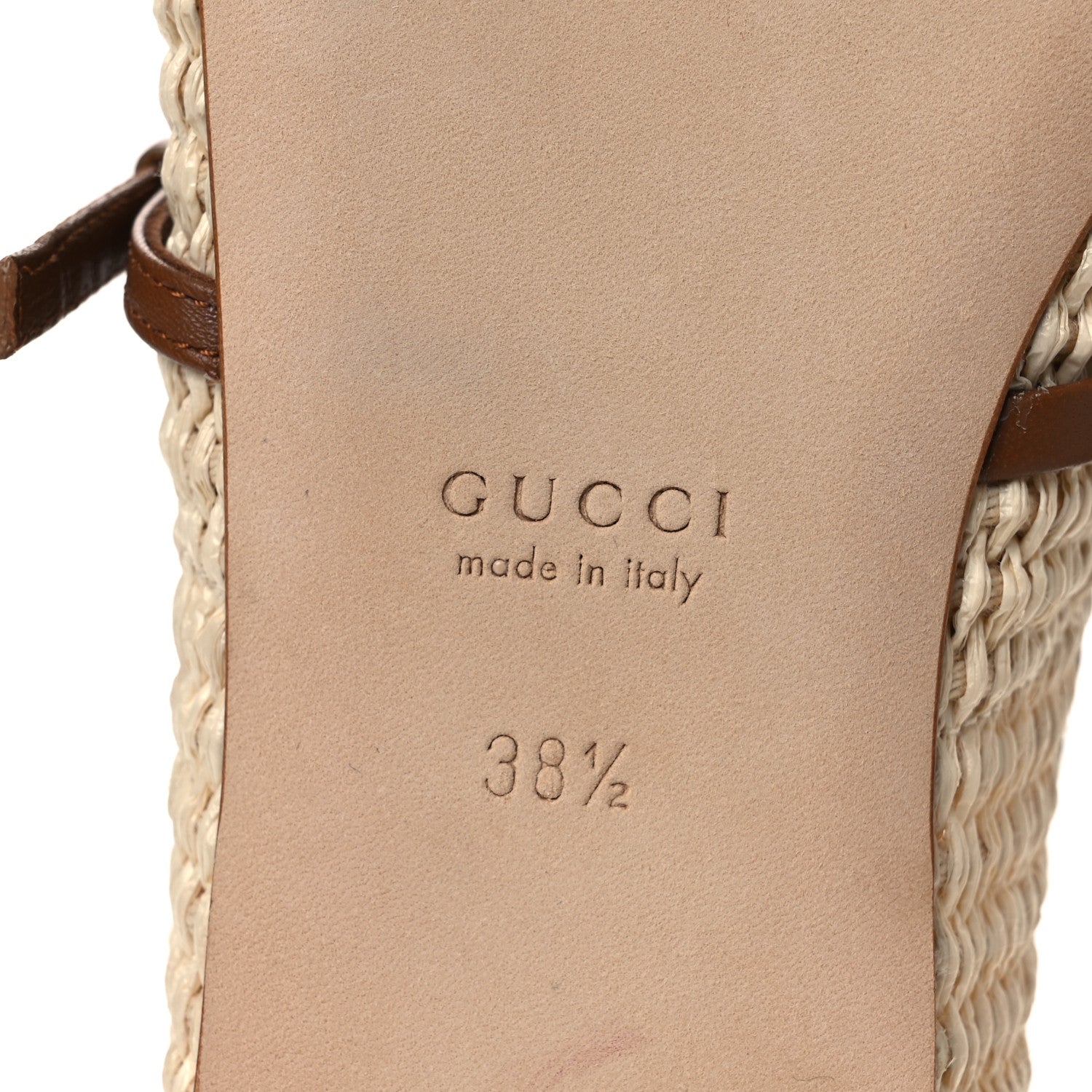 Gucci Raffia Nappa Horsebit Ballerina Flats 38.5 Natural Sundial 8 of 11