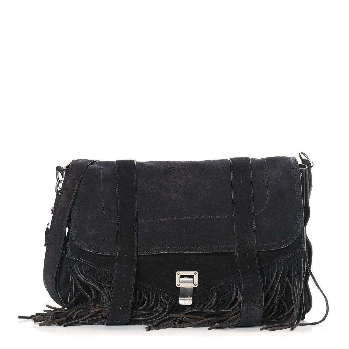 Suede Fringe Medium PS1 Satchel Black