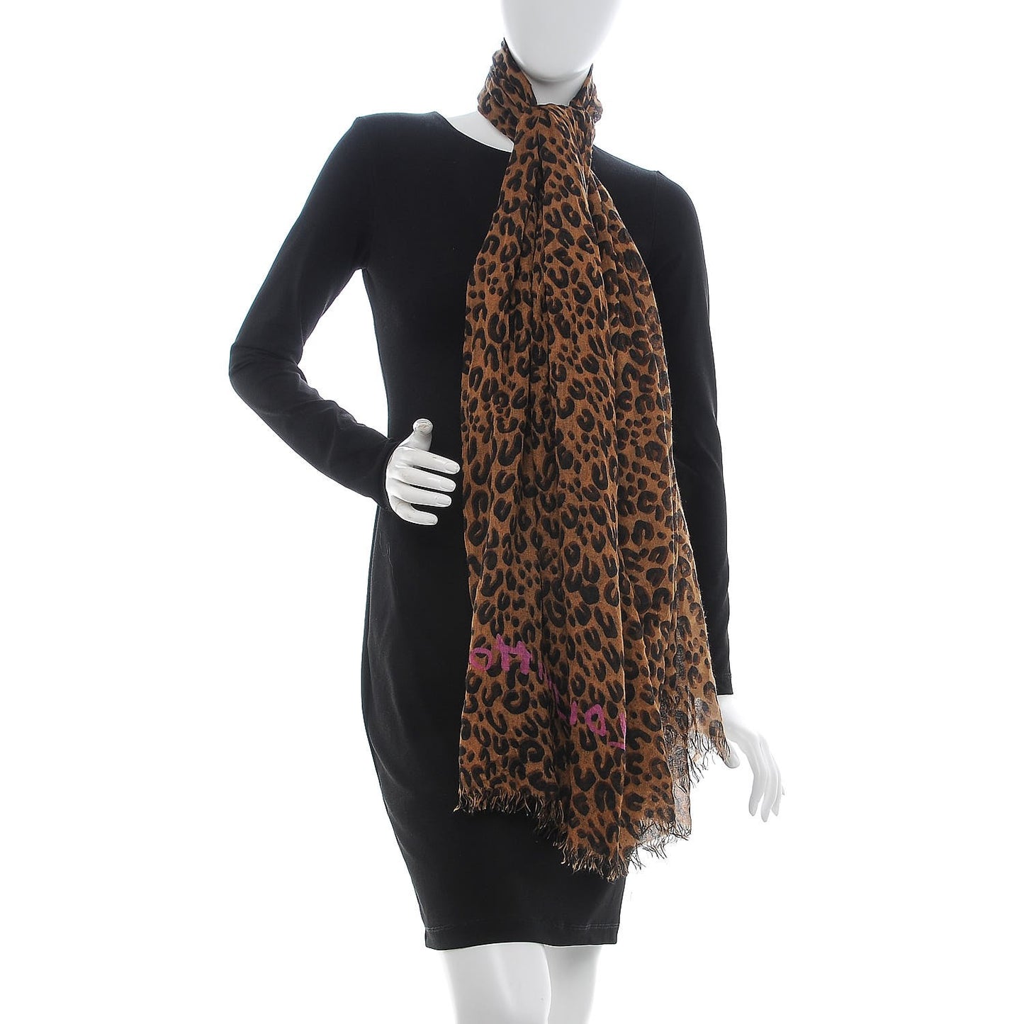 Cashmere Silk Leopard Etole Stole Marron