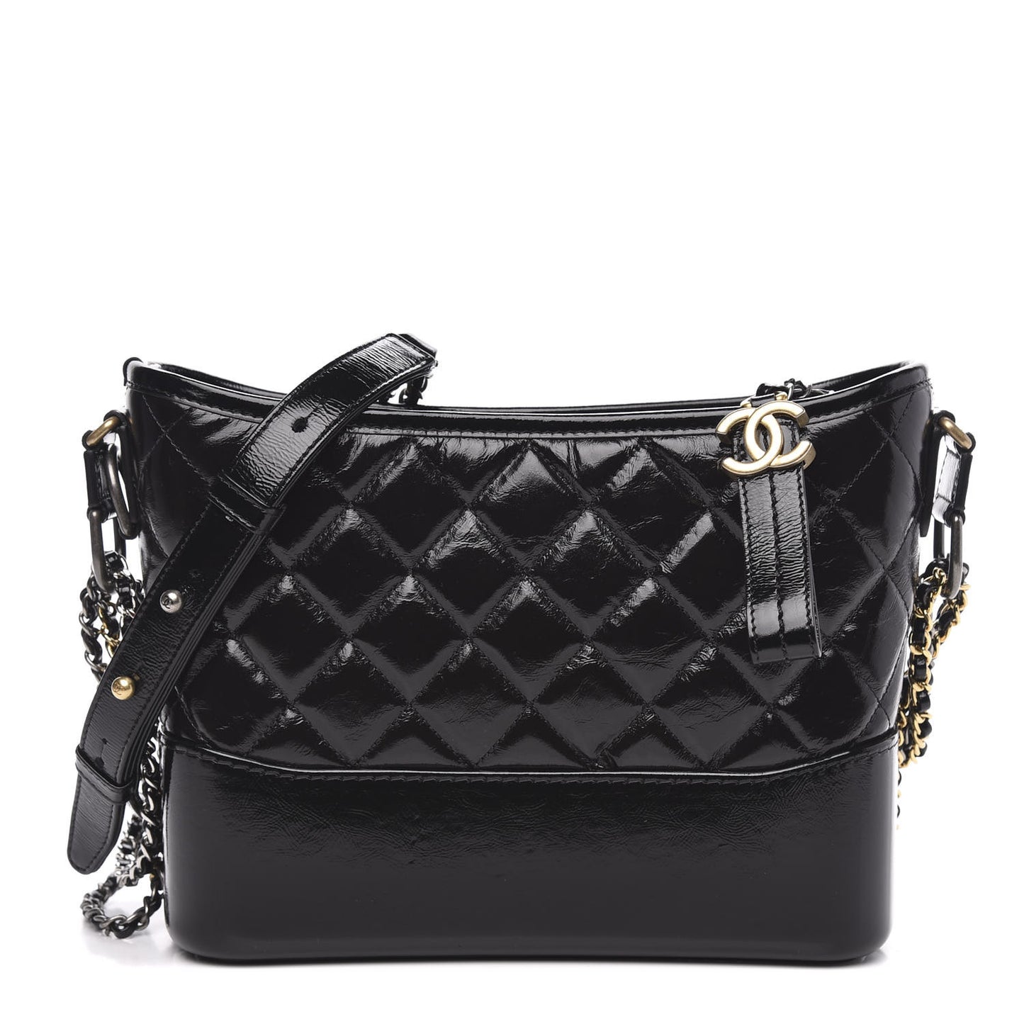 Patent Quilted Medium Gabrielle Hobo Black