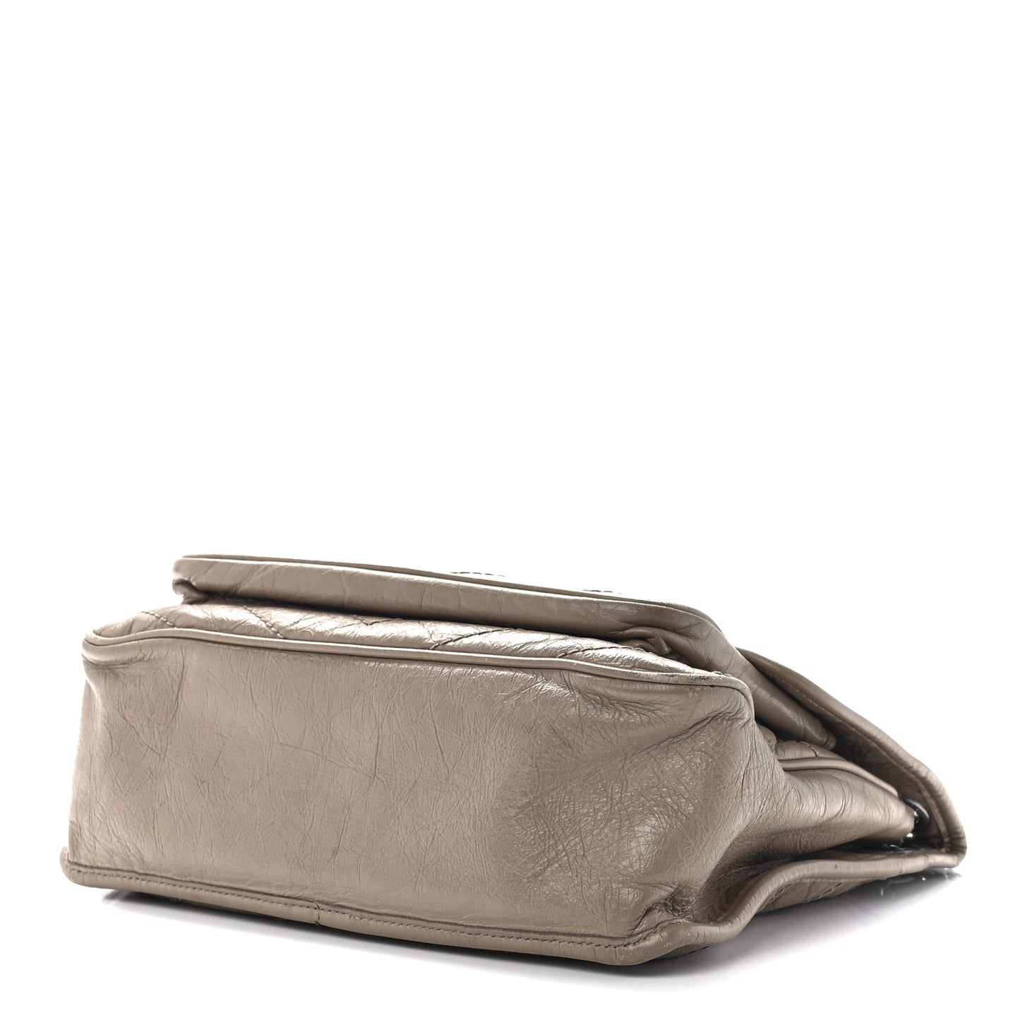 Crinkled Calfskin Matelasse Monogram Medium Niki Chain Satchel Gold Sand