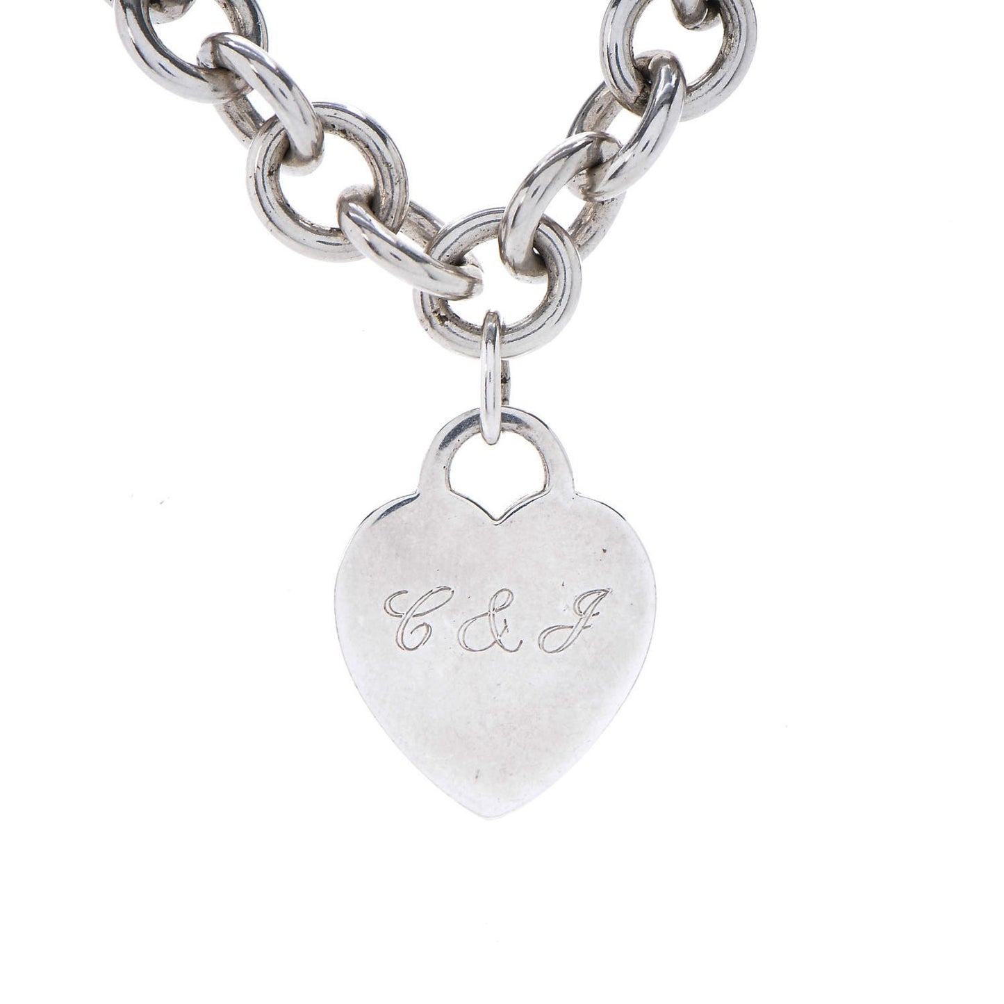 Sterling Silver Heart Tag Necklace