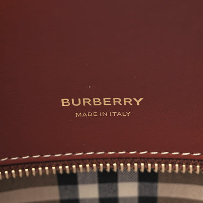 Burberry Calfskin Vintage Check Medium Two Handle Title Bag Black 6 of 8