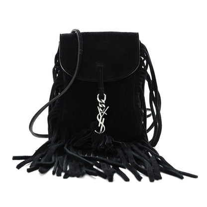 Saint Laurent Suede Fringe Toy Monogram Anita Crossbody Bag Black 1 of 10