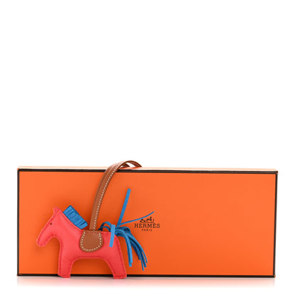 Hermes Milo Lambskin Grigri Rodeo Horse Bag Charm PM Rose Texas Bleu Zanzibar Gold 4 of 4