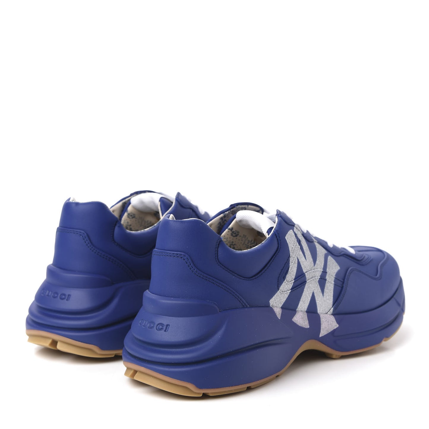 X MLB Calfskin NY Yankees Mens Rhyton Sneakers 9 Electric Blue