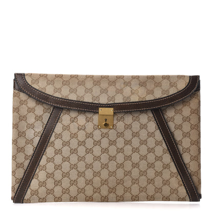 Gucci Monogram Flap Clutch Brown 1 of 7
