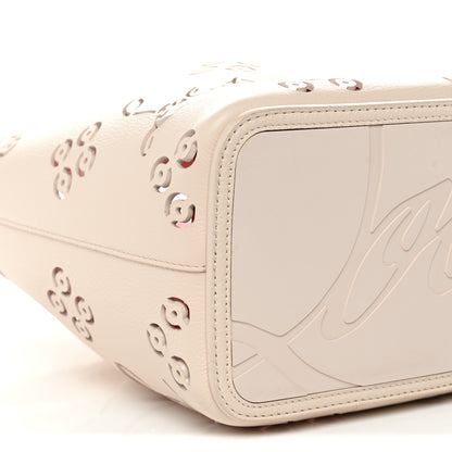 Christian Louboutin Calfskin Perforated Loubinthesky Spikes Large Cabarock Tote Leche 8 of 13