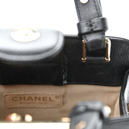 Chanel Grained Calfskin Stitched Mini Label Click Shopper Tote Black 11 of 13