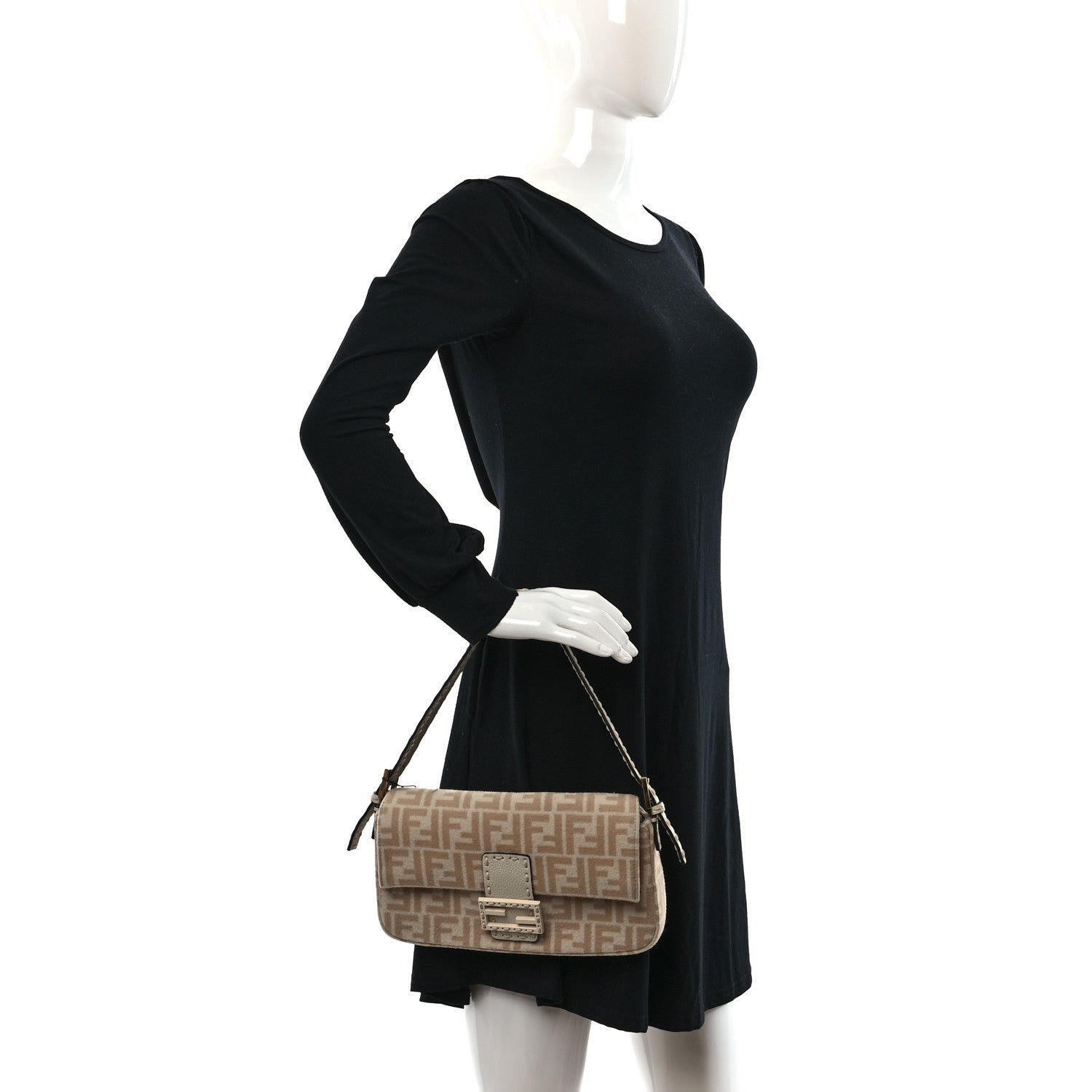Fendi Wool Cuoio Romano Selleria FF 1974 Baguette 1997 Beige Cammello Camelia 2 of 9