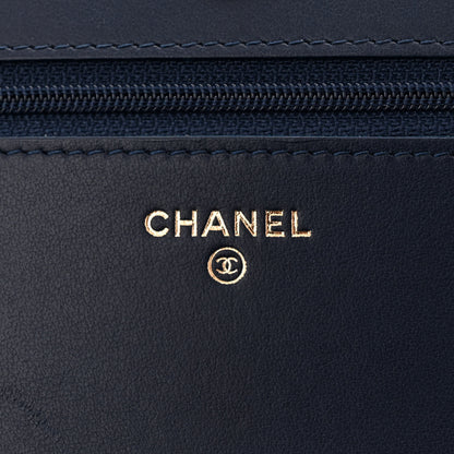 Chanel Caviar Quilted Boy Wallet On Chain WOC Navy 6 of 13