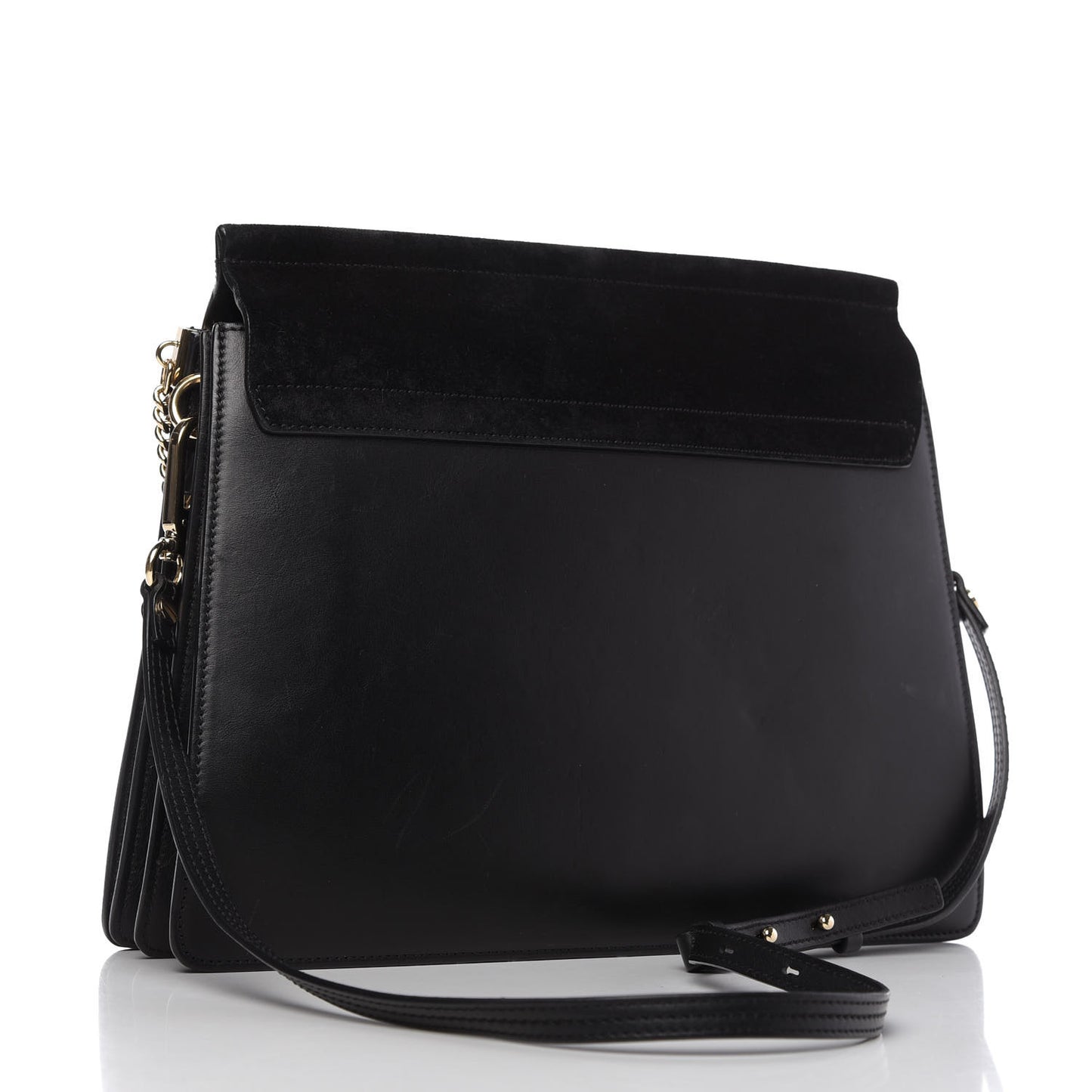 Suede Calfskin Medium Faye Shoulder Bag Black